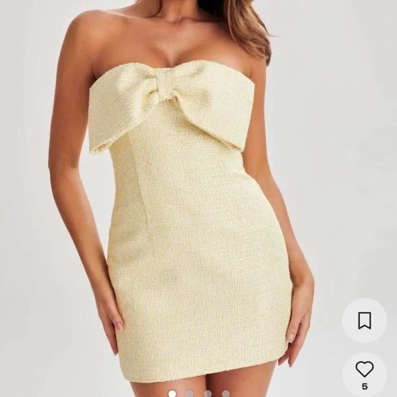 Meshki Strapless Cream Dress with Bow - Picture 1 of 4